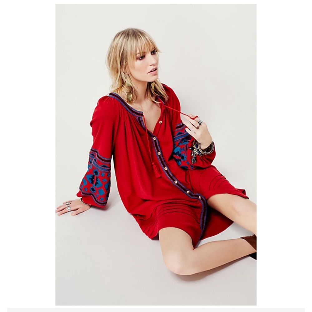 Free People In the Clear Embroidered Maxi Poppy